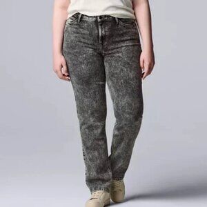 Women's Simply Vera Vera Wang Relaxed Straight Jeans Black Size 16L NEW $50